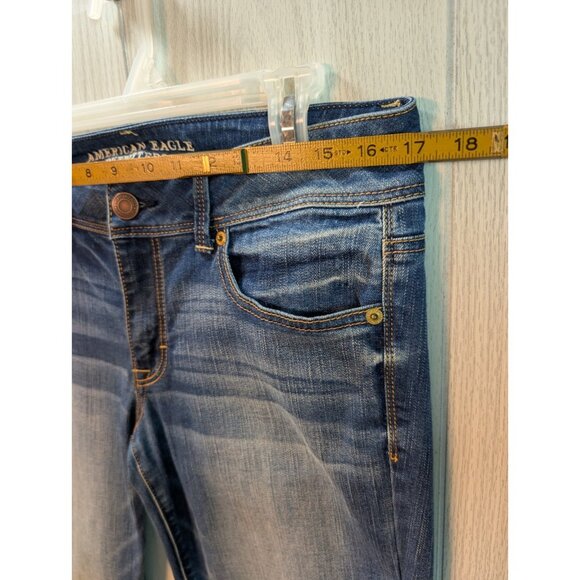 American Eagle Women’s Original Boot Jeans Size 12 Reg Dark Wash Super Stretch - Picture 9 of 11
